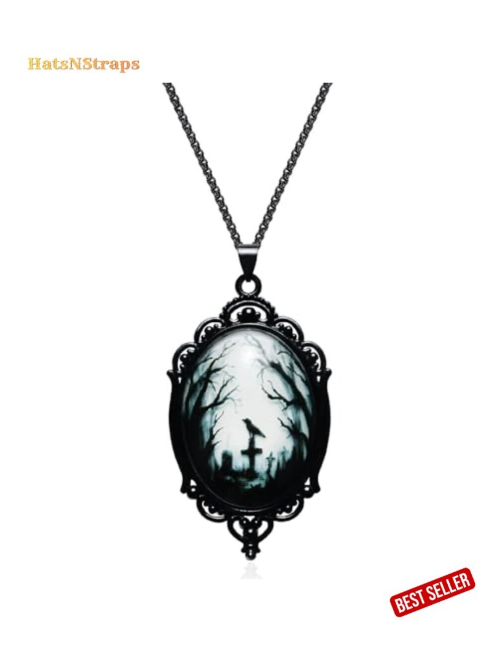 Gothic Raven Cross Pendant Necklace Halloween Costume Jewelry Women